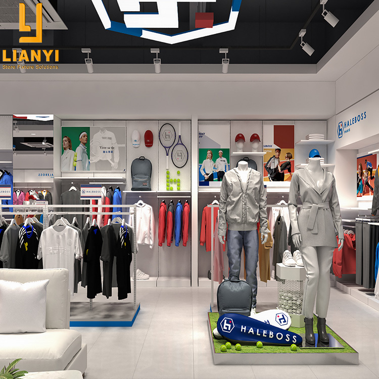 Free Design Retail Sport Abbigliamento Store Fixture Decorazione Abbigliamento Rack Nesting Display 