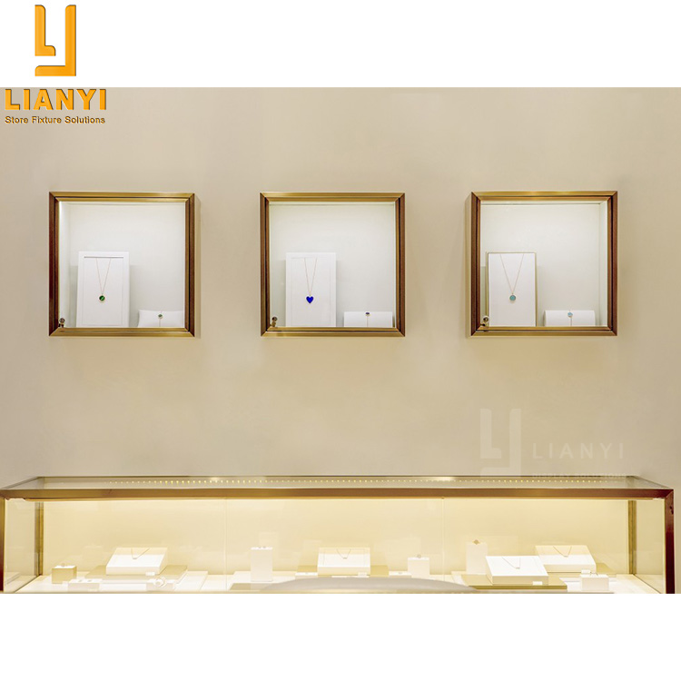 Centro Commerciale Gold Jewellery Showroom Design Golden Jewelry Kiosk Showcase Cabinet 