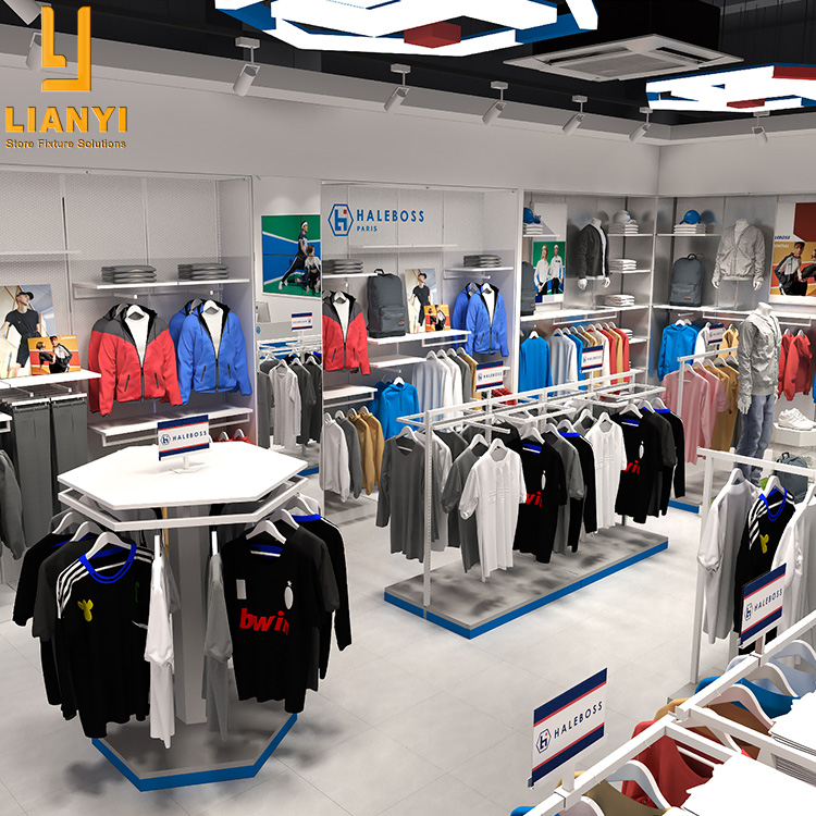 Free Design Retail Sport Abbigliamento Store Fixture Decorazione Abbigliamento Rack Nesting Display 