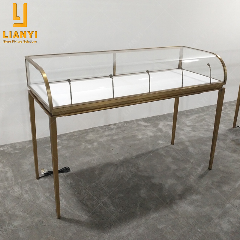 Commercial Creative Design Retail Curved Glass Jewelry Display Case 